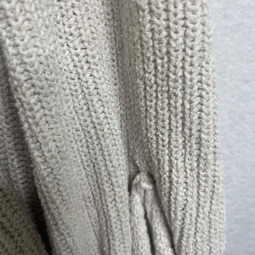 Free People Hooded Knit Cardigan Cream Open Front Draped Sweater Size M/L - Picture 5 of 10